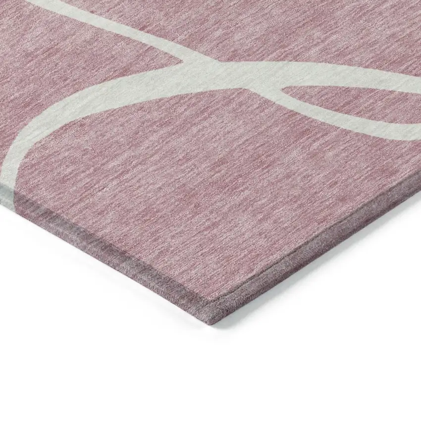 Pink And Ivory Abstract Washable Indoor Outdoor Area Rug Photo 4