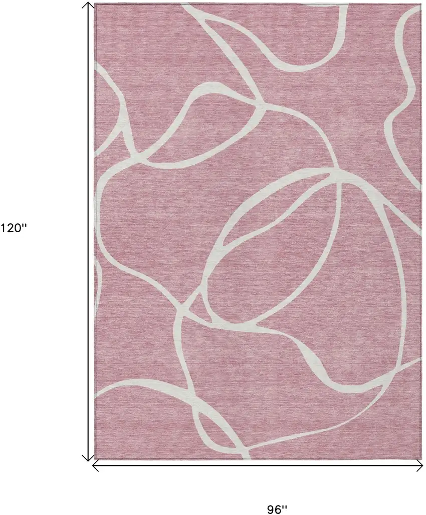 Pink And Ivory Abstract Washable Indoor Outdoor Area Rug Photo 3