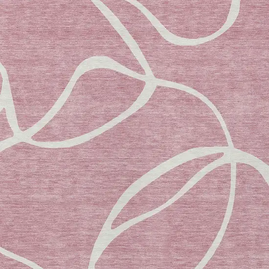 Pink And Ivory Abstract Washable Indoor Outdoor Area Rug Photo 6