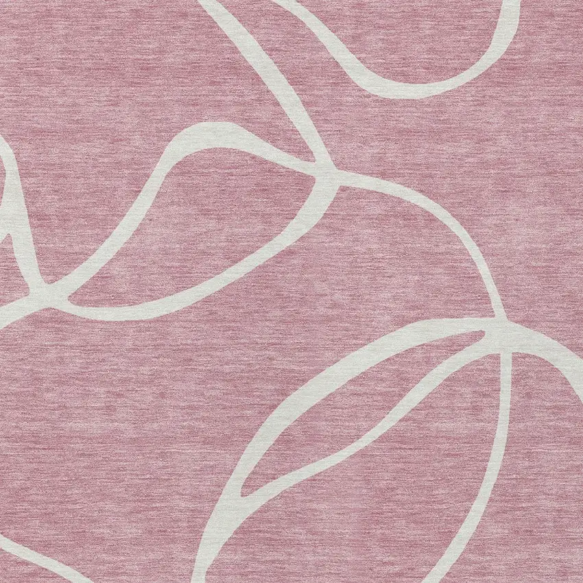 Pink And Ivory Abstract Washable Indoor Outdoor Area Rug Photo 6