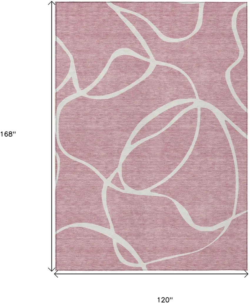 Pink And Ivory Abstract Washable Indoor Outdoor Area Rug Photo 3