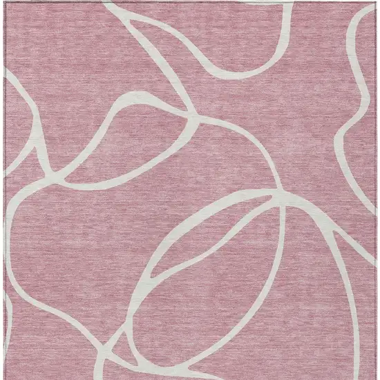 Pink And Ivory Abstract Washable Indoor Outdoor Area Rug Photo 7