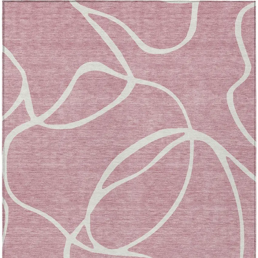 Pink And Ivory Abstract Washable Indoor Outdoor Area Rug Photo 7