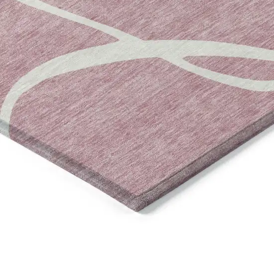 Pink And Ivory Abstract Washable Indoor Outdoor Area Rug Photo 4