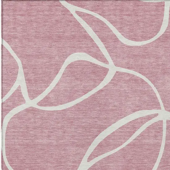 Pink And Ivory Abstract Washable Indoor Outdoor Area Rug Photo 6