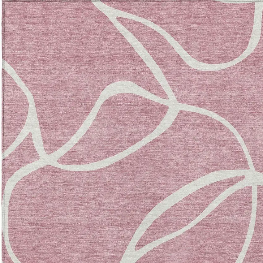 Pink And Ivory Abstract Washable Indoor Outdoor Area Rug Photo 6