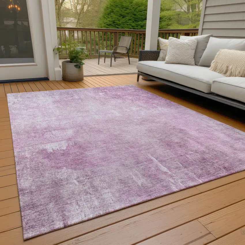 Pink And Ivory Abstract Washable Indoor Outdoor Area Rug Photo 8