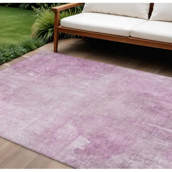 Pink And Ivory Abstract Washable Indoor Outdoor Area Rug Photo 2