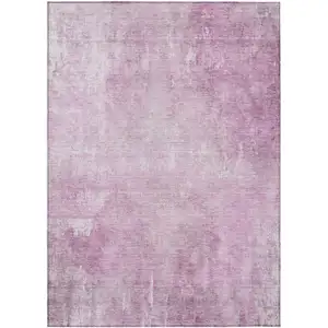 Photo of Pink And Ivory Abstract Washable Indoor Outdoor Area Rug