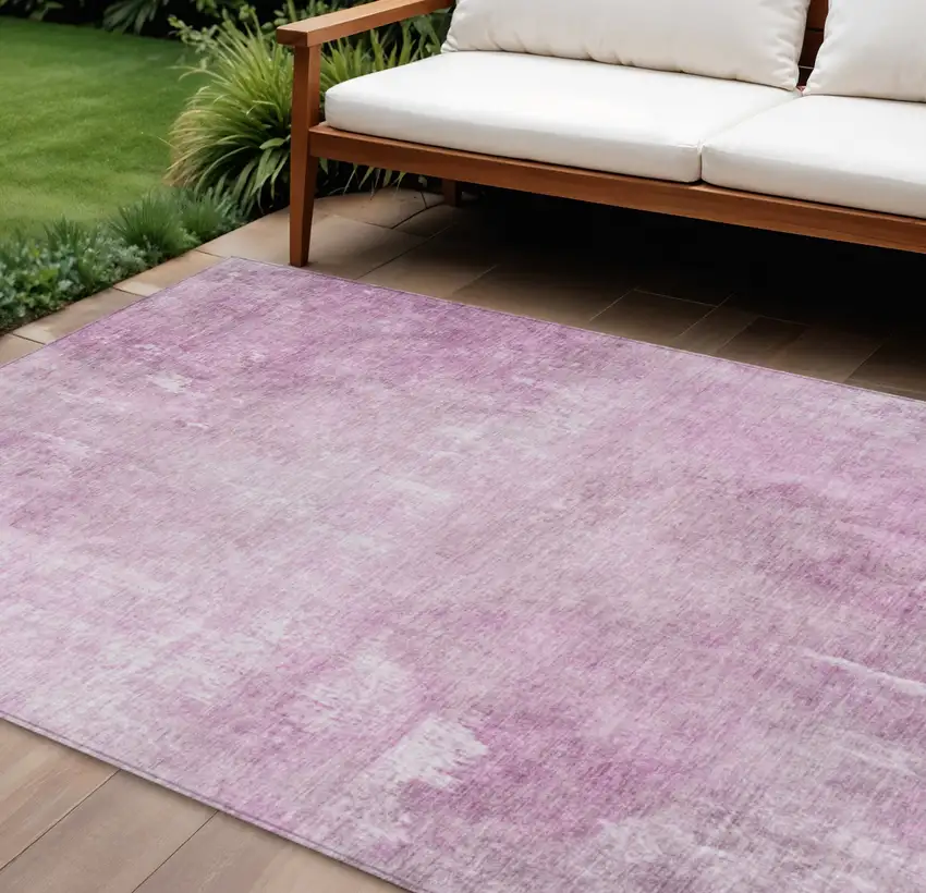 Pink And Ivory Abstract Washable Indoor Outdoor Area Rug Photo 2