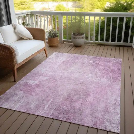 Pink And Ivory Abstract Washable Indoor Outdoor Area Rug Photo 4