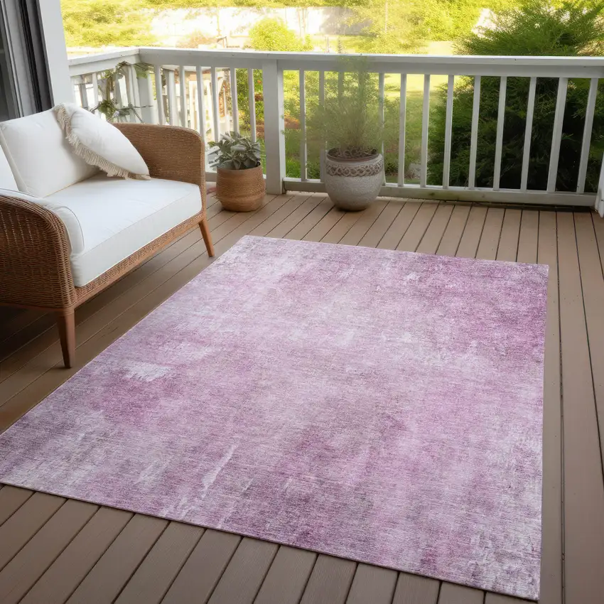 Pink And Ivory Abstract Washable Indoor Outdoor Area Rug Photo 4