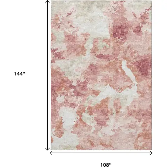 Pink And Ivory Abstract Washable Indoor Outdoor Area Rug Photo 3