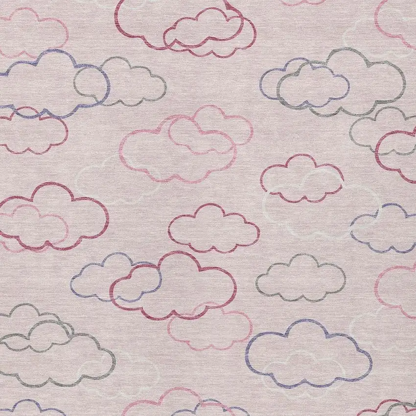 Pink And Ivory Abstract Washable Indoor Outdoor Area Rug Photo 2