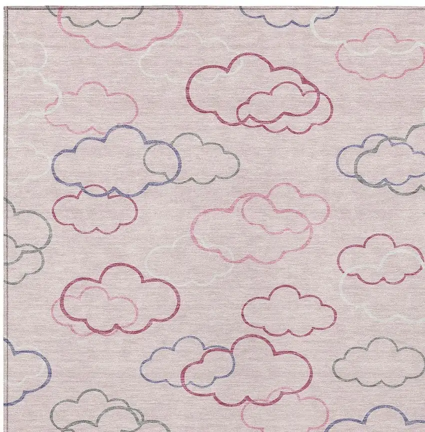 Pink And Ivory Abstract Washable Indoor Outdoor Area Rug Photo 2