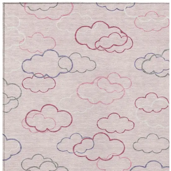 Pink And Ivory Abstract Washable Indoor Outdoor Area Rug Photo 2