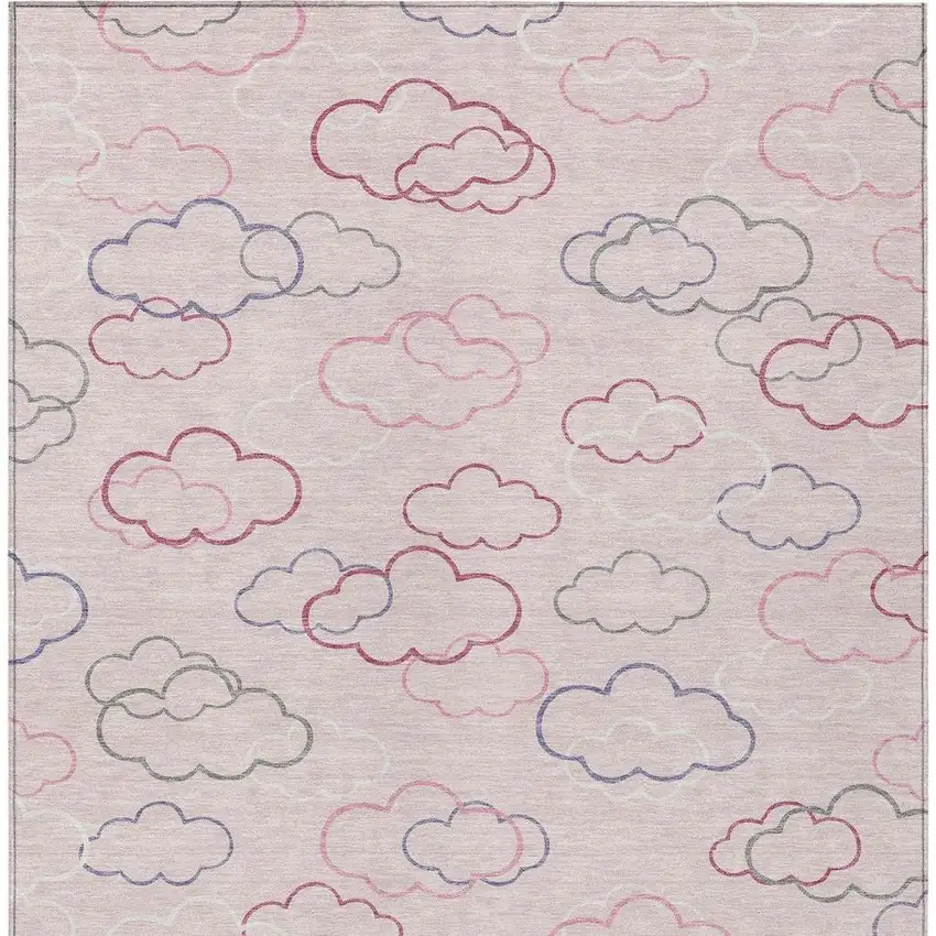 Pink And Ivory Abstract Washable Indoor Outdoor Area Rug Photo 3