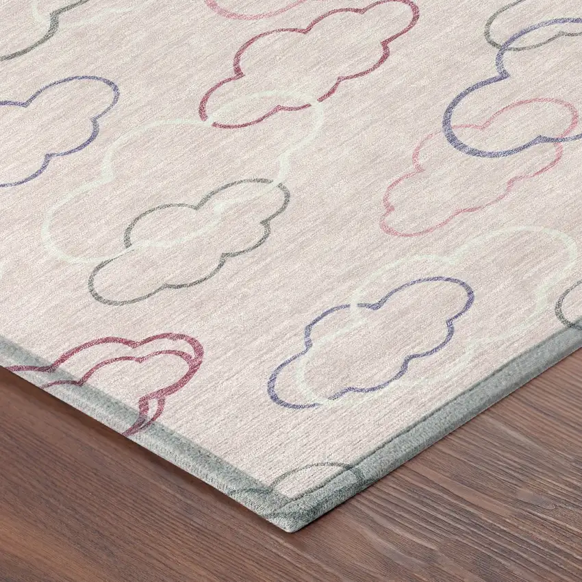 Pink And Ivory Abstract Washable Indoor Outdoor Area Rug Photo 8