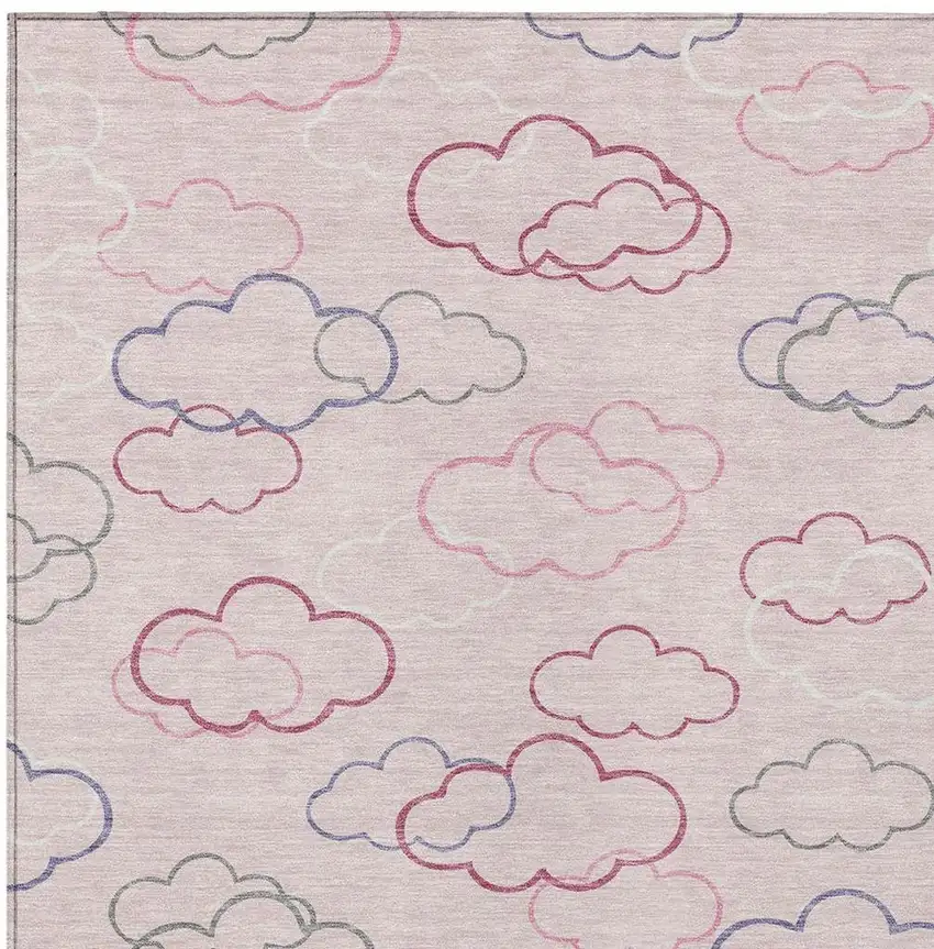 Pink And Ivory Abstract Washable Indoor Outdoor Area Rug Photo 2