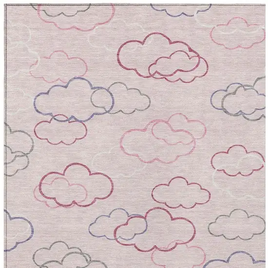 Pink And Ivory Abstract Washable Indoor Outdoor Area Rug Photo 2