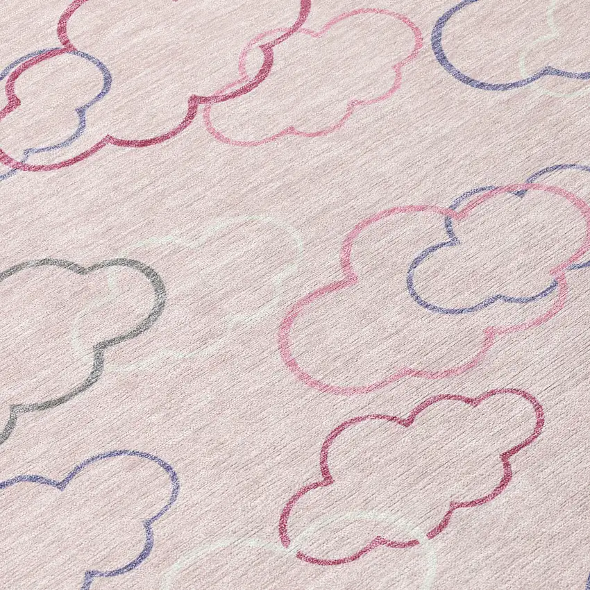 Pink And Ivory Abstract Washable Indoor Outdoor Area Rug Photo 9