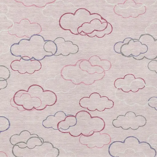 Pink And Ivory Abstract Washable Indoor Outdoor Area Rug Photo 2
