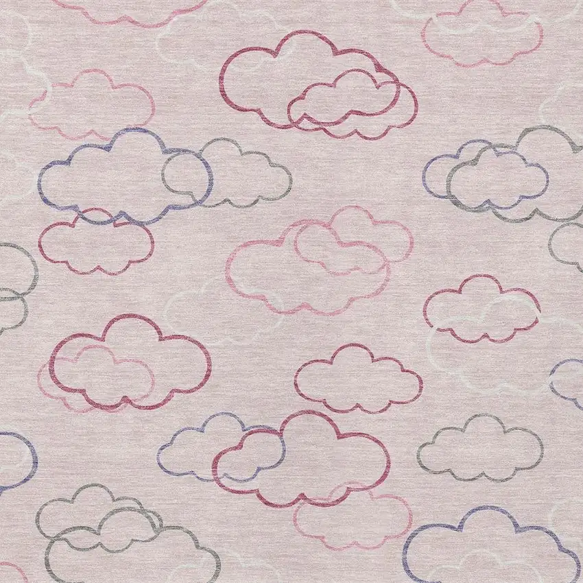 Pink And Ivory Abstract Washable Indoor Outdoor Area Rug Photo 2