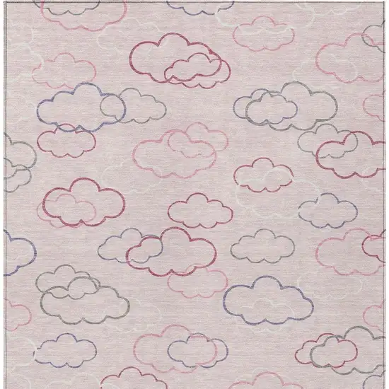 Pink And Ivory Abstract Washable Indoor Outdoor Area Rug Photo 3