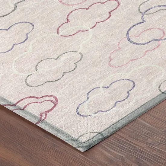 Pink And Ivory Abstract Washable Indoor Outdoor Area Rug Photo 8