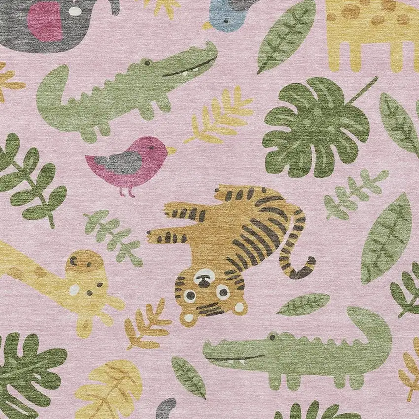 Pink And Ivory Abstract Washable Indoor Outdoor Area Rug Photo 2