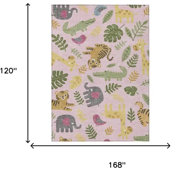 Pink And Ivory Abstract Washable Indoor Outdoor Area Rug Photo 6