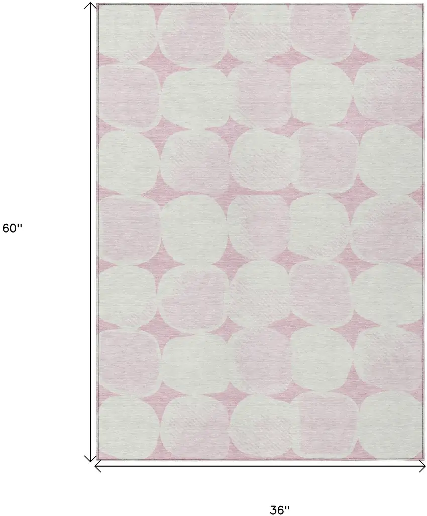 Pink And Ivory Abstract Washable Indoor Outdoor Area Rug Photo 3