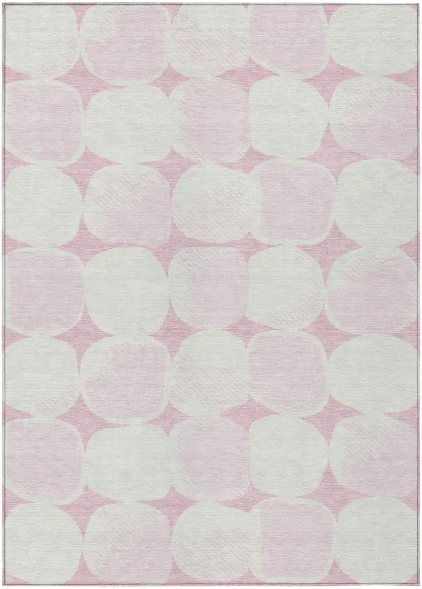 Pink And Ivory Abstract Washable Indoor Outdoor Area Rug Photo 2