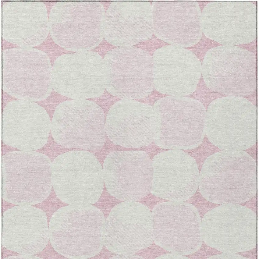 Pink And Ivory Abstract Washable Indoor Outdoor Area Rug Photo 8