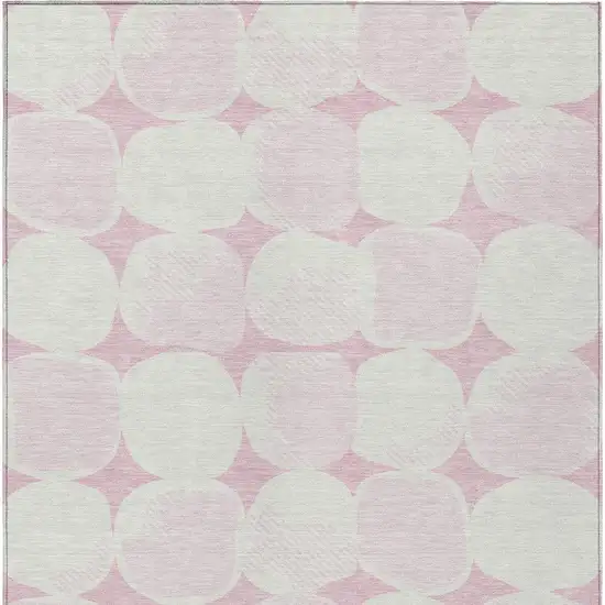 Pink And Ivory Abstract Washable Indoor Outdoor Area Rug Photo 7