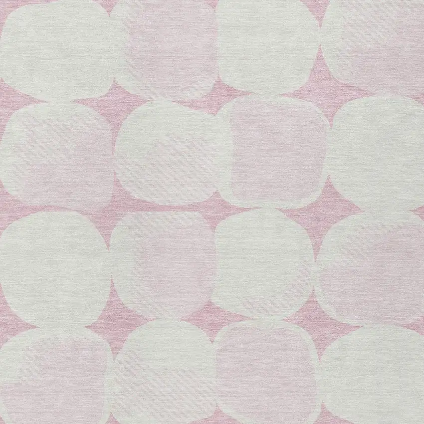 Pink And Ivory Abstract Washable Indoor Outdoor Area Rug Photo 7