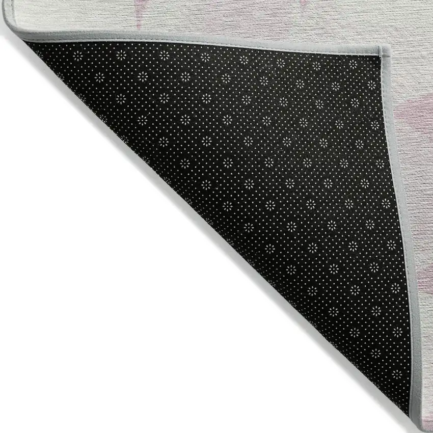 Pink And Ivory Abstract Washable Indoor Outdoor Area Rug Photo 4