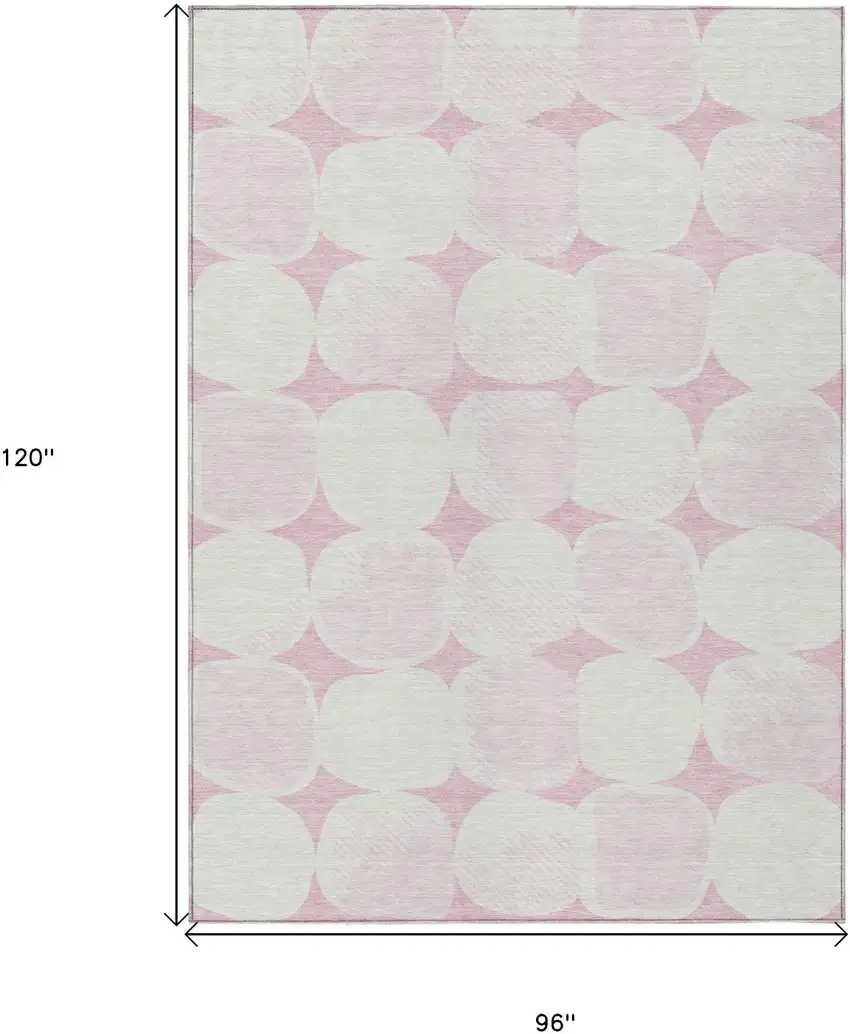 Pink And Ivory Abstract Washable Indoor Outdoor Area Rug Photo 3