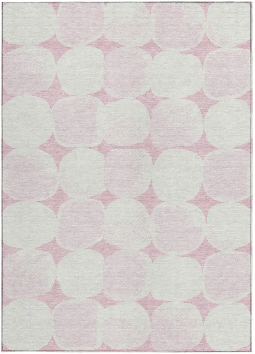 Pink And Ivory Abstract Washable Indoor Outdoor Area Rug Photo 8