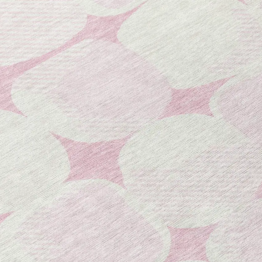 Pink And Ivory Abstract Washable Indoor Outdoor Area Rug Photo 6