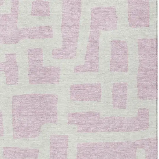 Pink And Ivory Abstract Washable Indoor Outdoor Area Rug Photo 6