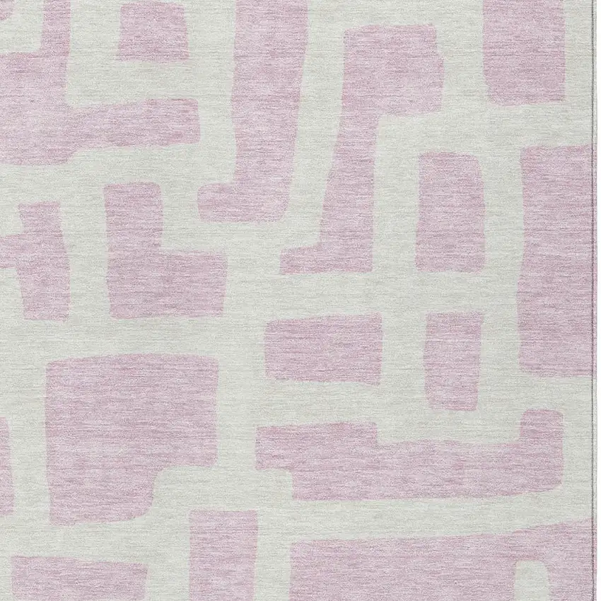 Pink And Ivory Abstract Washable Indoor Outdoor Area Rug Photo 6