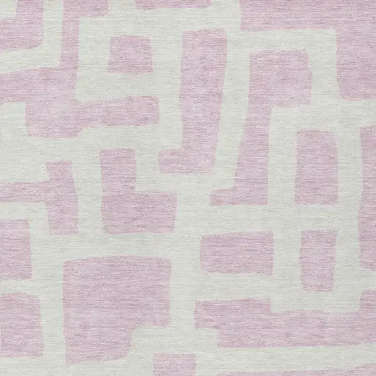 Pink And Ivory Abstract Washable Indoor Outdoor Area Rug Photo 6