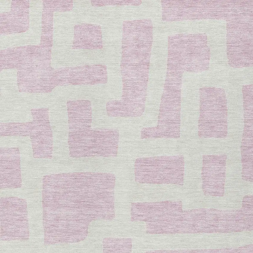 Pink And Ivory Abstract Washable Indoor Outdoor Area Rug Photo 6