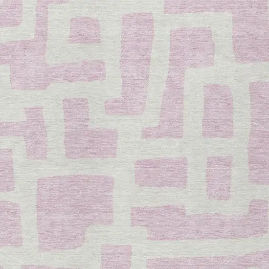 Pink And Ivory Abstract Washable Indoor Outdoor Area Rug Photo 6