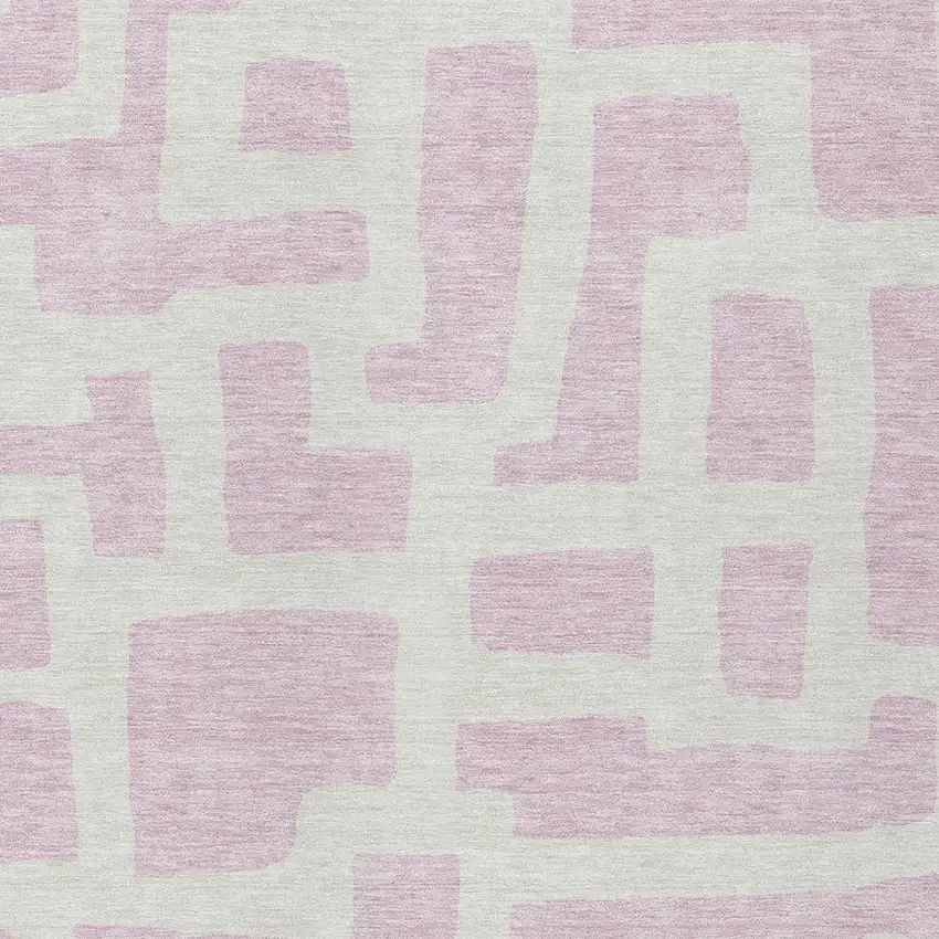 Pink And Ivory Abstract Washable Indoor Outdoor Area Rug Photo 6