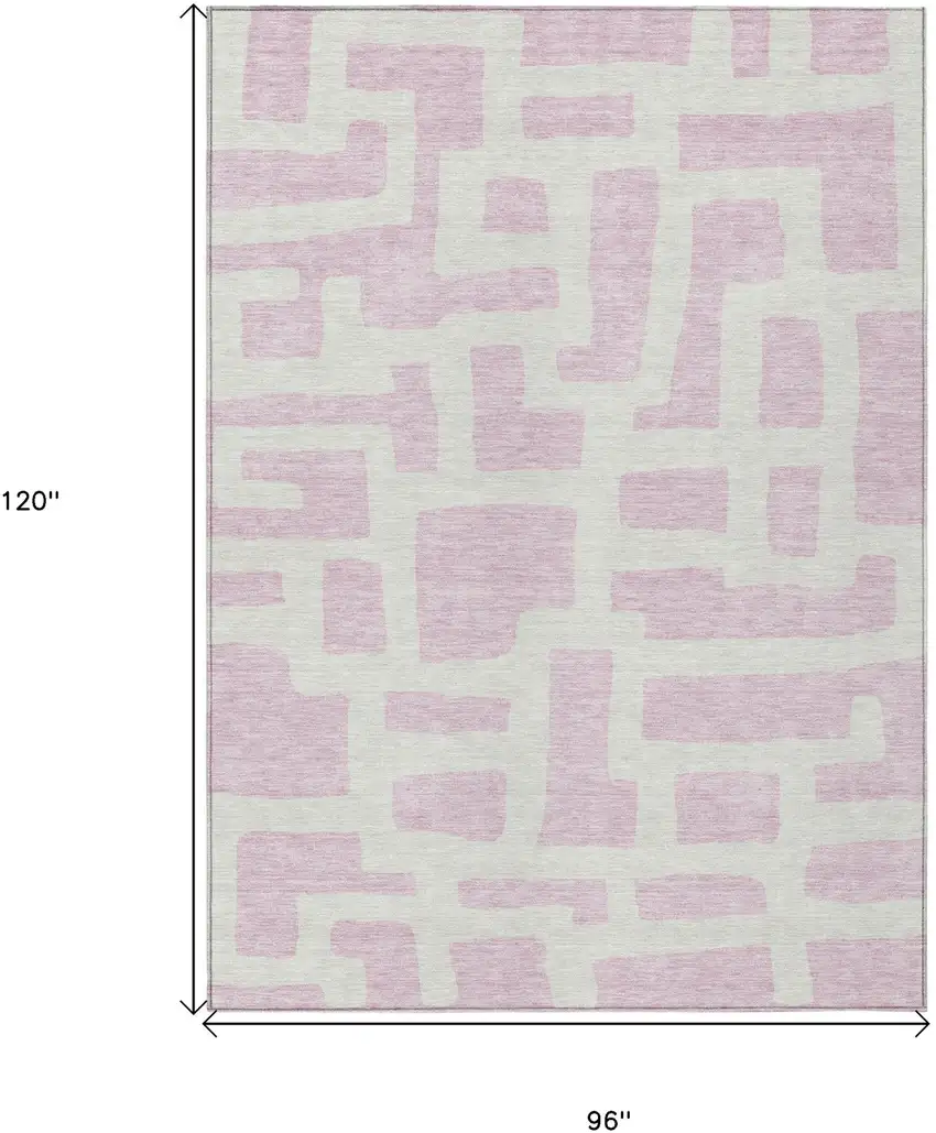 Pink And Ivory Abstract Washable Indoor Outdoor Area Rug Photo 3