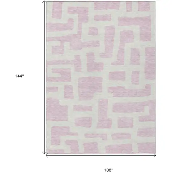 Pink And Ivory Abstract Washable Indoor Outdoor Area Rug Photo 3