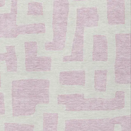 Pink And Ivory Abstract Washable Indoor Outdoor Area Rug Photo 6