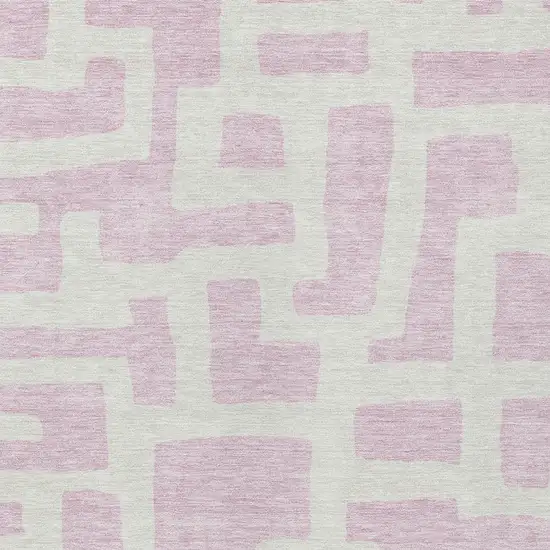 Pink And Ivory Abstract Washable Indoor Outdoor Area Rug Photo 6